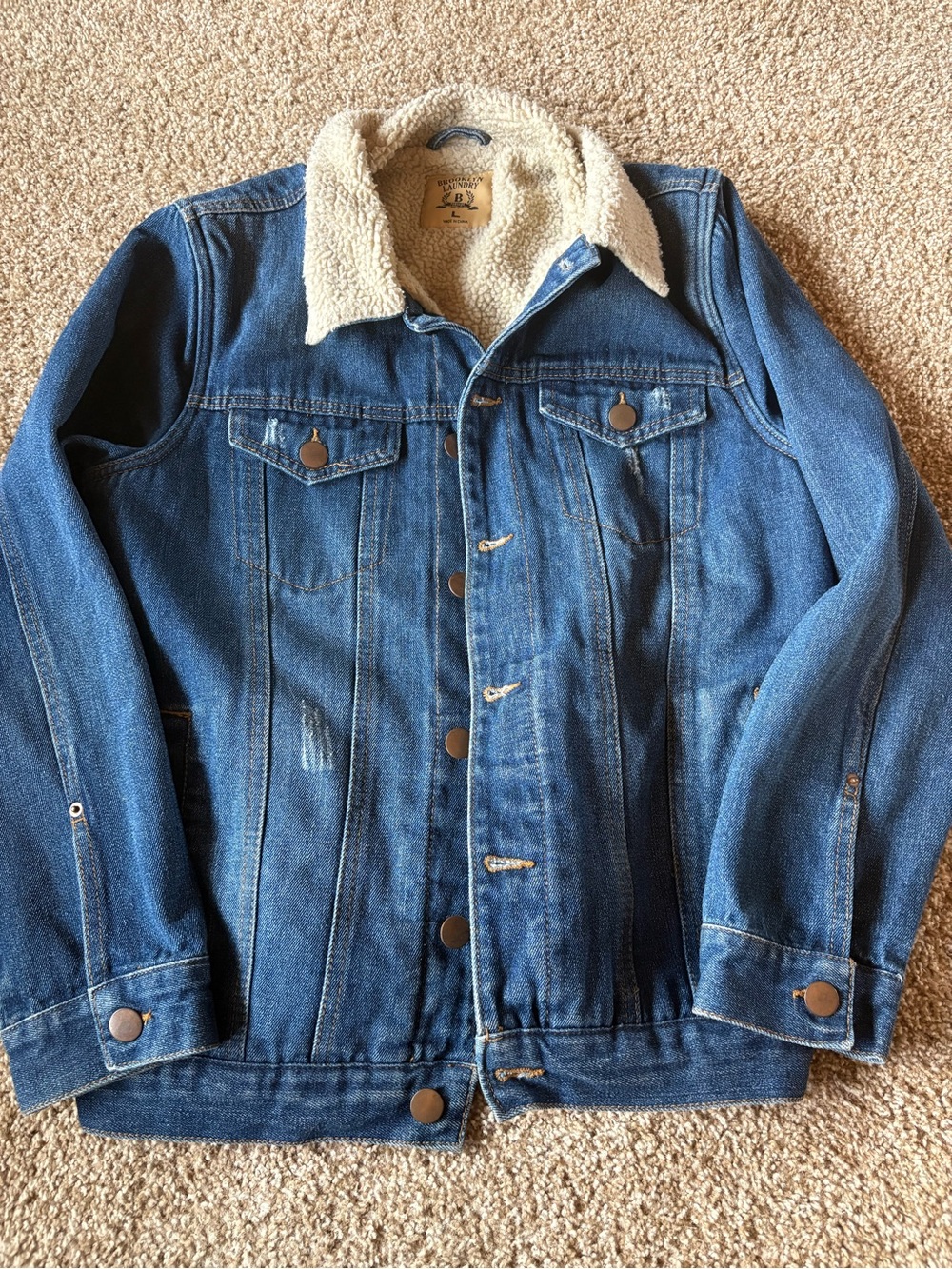 Women’s Sherpa-Lined Denim Jacket - Blue Sz L